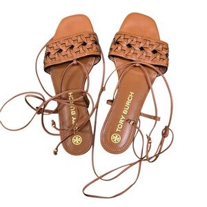 Tory Burch Brown Woven Sandals worn once